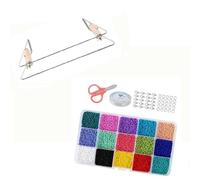 SagaSave Machine à tisser des perles, cadre en acier inoxydable avec perles colorées, métier à tisser pour bijoux, colliers, bracelets, tissage, argent
