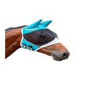 SagaSave Masque anti-mouches en maille fine avec oreilles, respirant pour cheval, anti-moustiques, masque translucide pour cheval