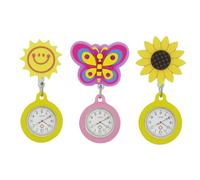 SagaSave Montre gousset d'infirmière tournesol jaune - Broche - Clip sur le revers - Accessoires ambulanciers - Convient pour les infirmières, les médecins, les étudiants, 1, E