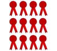 SagaSave Rubans de récompense en rosette, 12 rubans de prix vierges pour médaillé de 1ère place, médaillons pour anniversaire, fête, compétition sportive, école (Rouge)