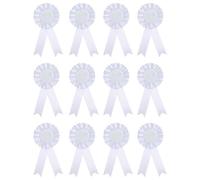 SagaSave Rubans de récompense en rosette, 12 rubans de prix vierges pour médaillé de 1ère place, médaillons pour anniversaire, fête, compétition sportive, école (blanc)