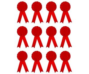 SagaSave Rubans de récompense en rosette, 12 rubans de prix vierges pour médaillé de 1ère place, médaillons pour anniversaire, fête, compétition sportive, école (Rouge)