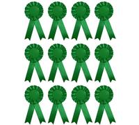 SagaSave Rubans de récompense en rosette, 12 rubans de prix vierges pour médaillés de 1ère place, insignes pour anniversaire, fête, compétition sportive, école (vert)