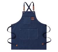 SagaSave Tablier de travail du bois, tablier en toile robuste avec 3 poches, tablier de travail confortable et portable pour homme femme menuisier forgeron plombier électricien soudeur (bleu)