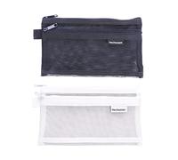 SagaSave Trousse à Crayons, 20,5 cm Grande Trousse à Crayons Pochette Porte-Stylo Double Maille Transparente Filles garçons Grande capacité école Papeterie Bureau Pochette à Crayons (Noir + Blanc)