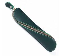 SagaSave Trousse à Crayons en Cuir Pochette à Stylo à glissière en Forme de S Étuis à Crayons élégants et Pratiques pour Adultes et étudiants (Vert (S))