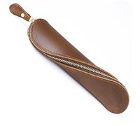 SagaSave Trousse à Crayons en Cuir Pochette à Stylo zippée en Forme de S Étuis à Crayons élégants et Pratiques pour Adultes et étudiants (Marron (S)