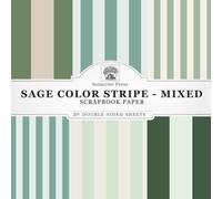 Sage Color Stripe Scrapbook Paper - Mixed: 30 Double-Sided Sheets for Scrapbooking, Junk Journals, Card Making, Decoupage, Origami, Paper Crafts, DIY Projects and Mixed Media
