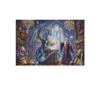 Sage et dragon spirituel Affiche Toile Sans Cadre Modern HD Tableaux Art Mural Décoration Pour Salon, Chambre, Bureau, Cadeau 08x12inch(20x30cm)