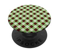 Sage Green and Brown Gingham Pattern Trendy Classic Plaid PopSockets PopGrip Adhésif