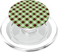 Sage Green and Brown Gingham Pattern Trendy Classic Plaid PopSockets PopGrip pour MagSafe