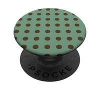 Sage Green and Brown Polka Dots Classic Polkadots PopSockets PopGrip Adhésif