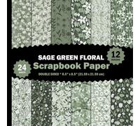 Sage Green Floral Scrapbook Paper: Spring Flowers Patterns Sheets for Journals, Origami, Cards, Invitations, Mixed Media - 12 Designs - 2 Sheets/Design - 8.5"x8.5"