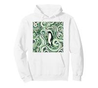 Sage Green Mint Pastel Green Penguin Art Nouveau Pattern Sweat à Capuche