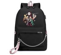 Sageam Anime Demon Tanjiro Nezuko Slayers Sac à dos classique pour les femmes sac à dos d’école élégant pour adolescentes avec porte-clés
