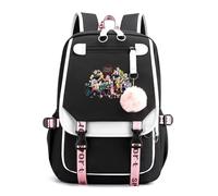 Sageam Anime Kimetsu no Yaiba Impression Sac a Dos, Cartables Fille Avec un joli pendentif Outdoor Voyage Pique-Nique Campus Randonnée avec Port de Charge USB