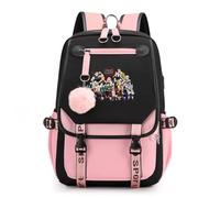 Sageam Anime Kimetsu no Yaiba Impression Sac a Dos, Cartables Fille Avec un joli pendentif Outdoor Voyage Pique-Nique Campus Randonnée avec Port de Charge USB