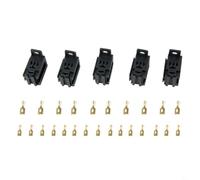 SageFurned 60A 5-Pin Relais Socket 12V 24V pour Voiture, Lot de 5 avec 25 Cosses de Câble en Cuivre, Design enfichable pour Klaxon, Phare Antibrouillard et Accessoires