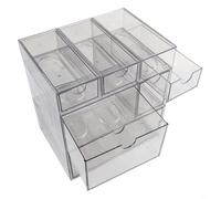 SageFurned Boîte de rangement de bureau en acrylique transparent avec tiroirs, armoire de rangement transparente pour fournitures de bureau et cosmétiques, 17 x 7,5 x 4,5 cm (H)