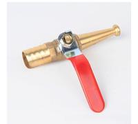 SageFurned Buse de lavage de voiture en laiton lourd avec vanne sphérique et rouge pour poignée, jet concentré pour SUV et voiture, accessoire de pulvérisation en cuivre robuste en or (115 g)