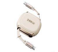 SageFurned Câble rétractable USB C vers USB C 240 W PD3.1, câblage en cuivre 50 fils pour une charge rapide et un transfert de données, TPE et alliage d'aluminium, pour téléphone et tablette (blanc)