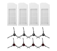SageFurned Compatible avec les aspirateurs ECOVACS pour Deebot N20, N20 Plus, N20 Pro Plus - Brosses latérales et kit de filtres de rechange - 8 brosses et 4 filtres