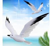 SageFurned Décoration réaliste à suspendre en forme de mouette - Imitation plumes - Décoration de jardin, arbre de Noël, fête de mariage - Blanc - 32 cm