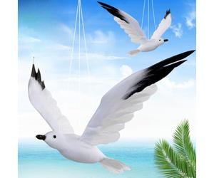 SageFurned Décoration réaliste à suspendre en forme de mouette - Imitation plumes - Décoration de jardin, arbre de Noël, fête de mariage - Blanc - 32 cm