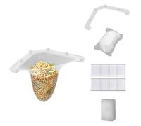 SageFurned Égouttoir triangulaire pour évier de cuisine avec filet filtrant jetable, panier d'angle suspendu pour restes et déchets, comprend 50 filtres et boîte de rangement, gris