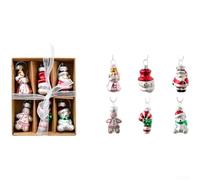 SageFurned Ensemble de décorations de sapin de Noël en verre avec bonhomme de neige et ange pour décorations festives à suspendre (C)