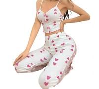 SageFurned Ensemble de pyjama pour femme sans manches en maille avec | Design sans manches, empiècement en maille, imprimé floral, tissu léger, idéal pour les nuits chaudes