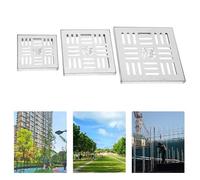 SageFurned Grille d'évacuation en acier inoxydable avec cadre - 200 x 200 mm - Couvercle de canalisation pour extérieur, jardin, allée - Résistant aux intempéries - Argenté