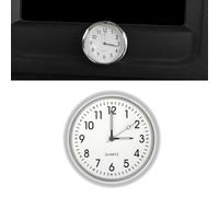 SageFurned Horloge de voiture analogique à quartz pour tableau de bord grille d'aération décorative en métal blanc 4 x 4 cm pour voiture, bureau, maison