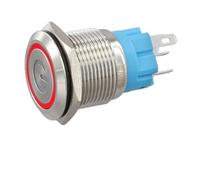 SageFurned Interrupteur à bouton-poussoir momentané en acier inoxydable 19 mm avec indicateur LED d'alimentation, IP66 résistant aux intempéries, pour applications 12-24 V, rouge