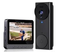 SageFurned Kit de sonnette vidéo sans fil 4,3", caméra HD avec vue à 130°, interphone bidirectionnel, vision nocturne et enregistrement automatique, batterie longue veille pour entrée à la maison