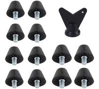 SageFurned Lot de 12 crampons de rechange antidérapants et stables avec clé pour chaussures de football, rugby, randonnée - Longueur 13 mm/16 mm - Clous en alliage de plastique noir