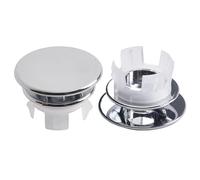 SageFurned Lot de 2 cache-trop-plein pour lavabo de salle de bain en chrome - Convient aux trous standard de 22 à 24 mm, bordure ronde pour une finition élégante, aucun outil nécessaire, plastique ABS