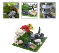 SageFurned Lot de 26 accessoires de jardin féérique miniature en plastique avec arbres, clôture, maison, chemin en pierre, cour extérieure, pots de fleurs, terrarium