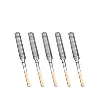 SageFurned Lot de 5 paniers de gril robustes avec poignées en bois chauffantes, pinces en fer non revêtues, viandes, légumes, brochettes, grille de distribution uniforme de la chaleur, pour barbecue