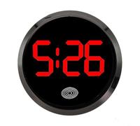 SageFurned Luminous Horloge de voiture avec bouton tactile Affichage analogique numérique pour tableau de bord pour décoration Noir Or Argent pour l'intérieur du véhicule (lumière rouge noire)