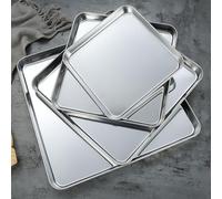 SageFurned Plaque de cuisson en acier inoxydable pour biscuits, plaque de cuisson lourde, bonne conduction de la chaleur, facile à nettoyer, idéale pour une utilisation fréquente