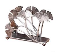 SageFurned Porte-serviettes décoratif en forme de feuille de fer pour cuisine, bureau ou hôtel - 15 x 11,5 x 5 cm - Design rustique inspiré de la nature avec construction en fer épais - Argenté