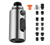 SageFurned Robinet de cuisine tête de pulvérisation en ABS avec 3 fonctions, tête de robinet extensible pour évier, 14 ports, buse de nettoyage haute pression, noir