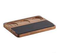 SageFurned Station de tampage expresso en bois de noyer conçue pour porte-filtres de 51 à 58 mm avec fente de rangement et coussinets antidérapants pour une utilisation stable sur le plan de travail