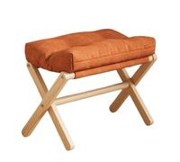 SAGELSHN Repose Pied Salon Repose-Pieds Pliable en Bois avec Coussin Moelleux Et Structure Forme De X Tabouret Bas Chambre(Oranje)