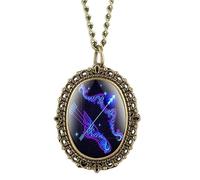 SAGELSHN Vintage Montre De Poche Montre De Poche Douze Constellations Thème Quartz Montres Pendentif Dame Collier Montre Gousset Papa(I)