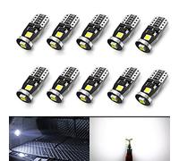 SageSunny 10 pièces Ampoule T10 W5W LED Intérieur Voiture 194 501 168 12V 3SMD 3030 puces 6000K Blanc pour Voiture Côté Dôme Carte Porte Courtoisie Coffre Plaque d'immatriculation Lumières