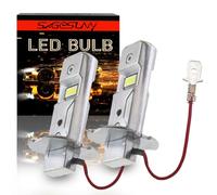 SageSunny Ampoule H3 LED Feux de voiture 6000k blanche anti-erreur LED, Taille 1:1 phare pour Brouillard et DRL, lot de 2, grantie 2 ans