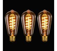 SageSunny Vintage Edison Ampoule E27 LED Dimmable Vis Ampoules ST64 4W 40W Équivalent Spirale Antique Rétro Style Ambre Verre Lampe Filament Lampe Écureuil Cage En Forme Décoratif Chaud 2200k 3 Pièce