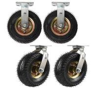 SAGIDAR Industrielle Pneu Gonflable, 4pcs Roulette Pivotante en Caoutchouc, Roue Increvable, Chariot Pneu Ø 15cm/20cm/25cm, Facile À Installer, Roues De Remplacement pour Tables De Travail